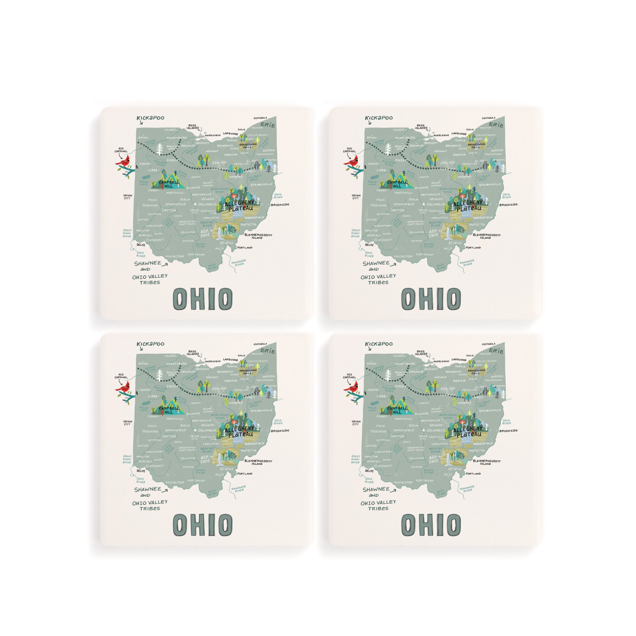 Ohio State Coasters - Set of 4 thumbnail