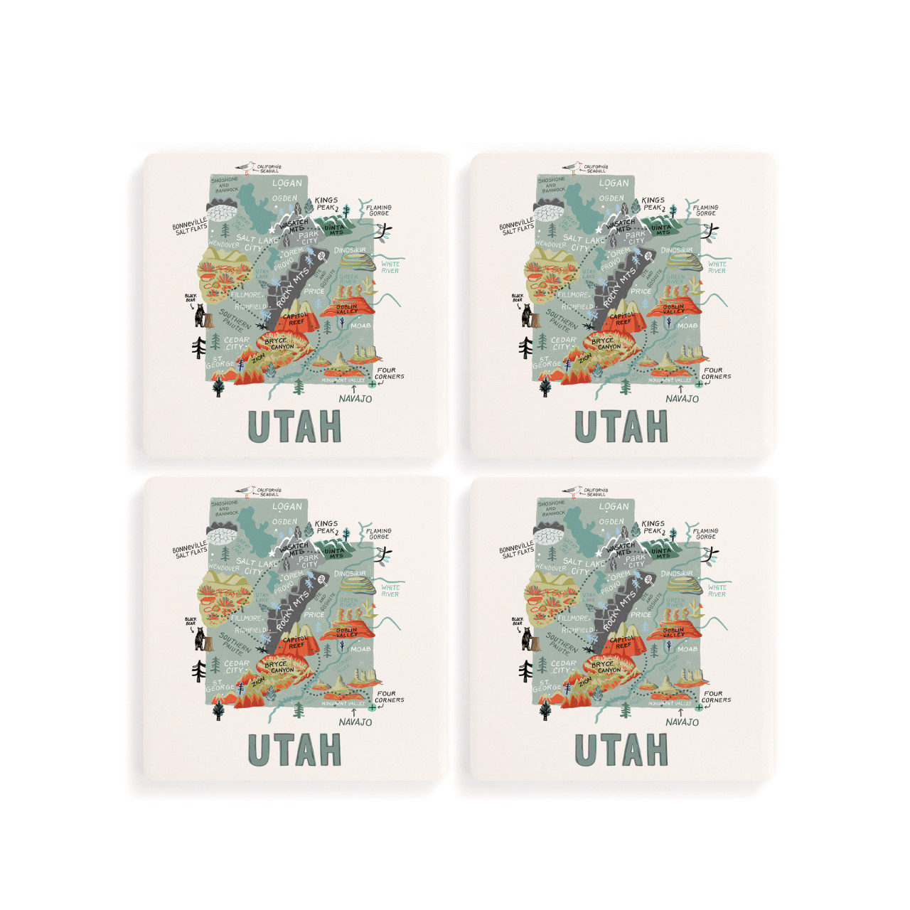 Utah State Coasters - Set of 4 thumbnail