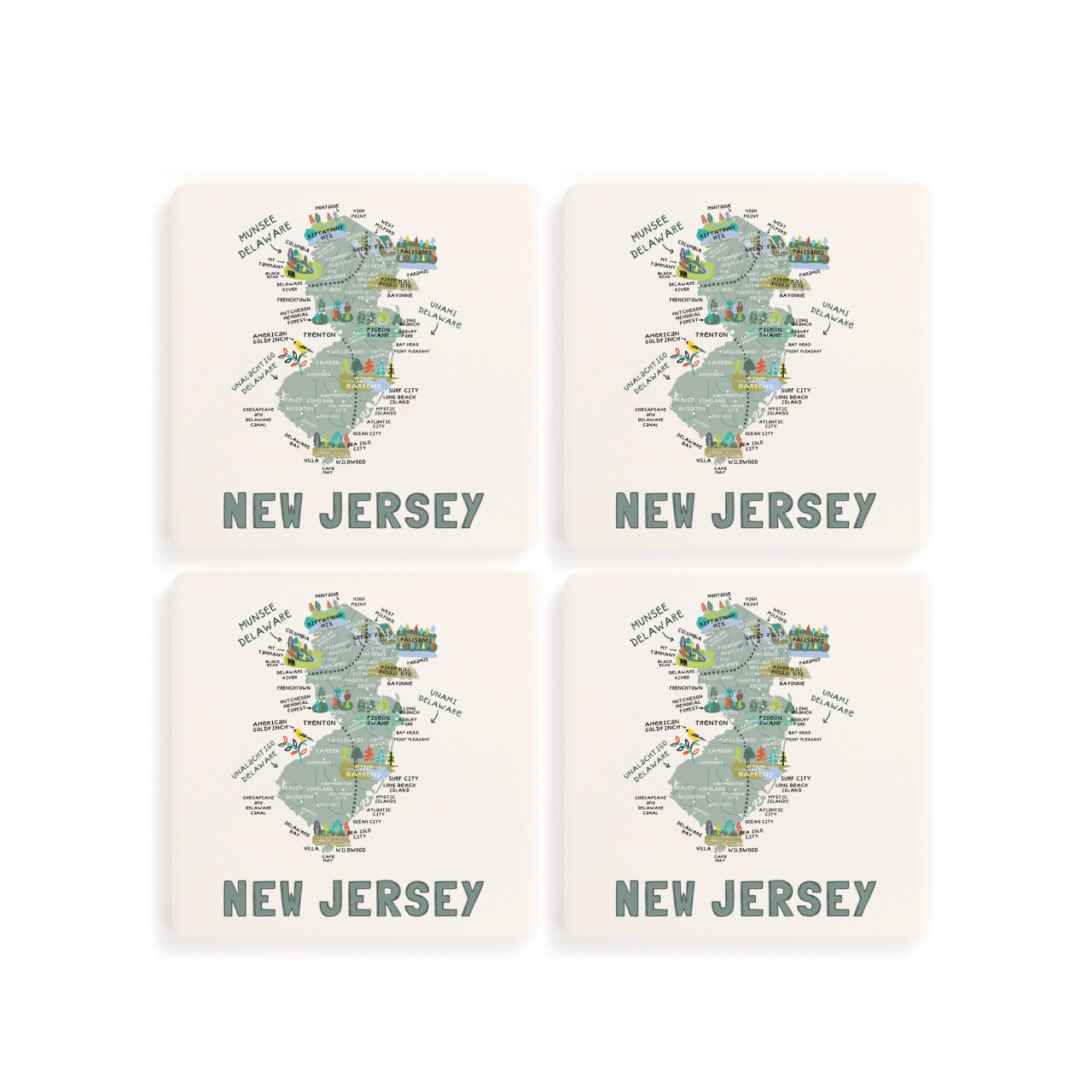 New Jersey State Coasters - Set of 4 thumbnail