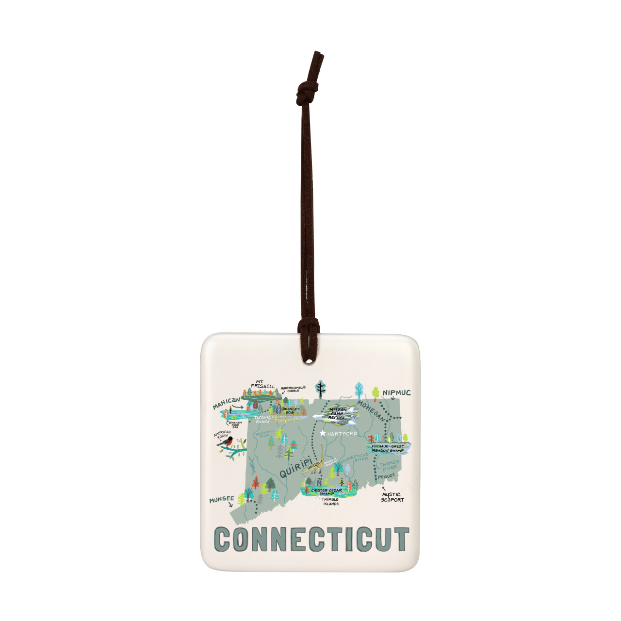 Connecticut State Magnetic Ornament-Bone thumbnail