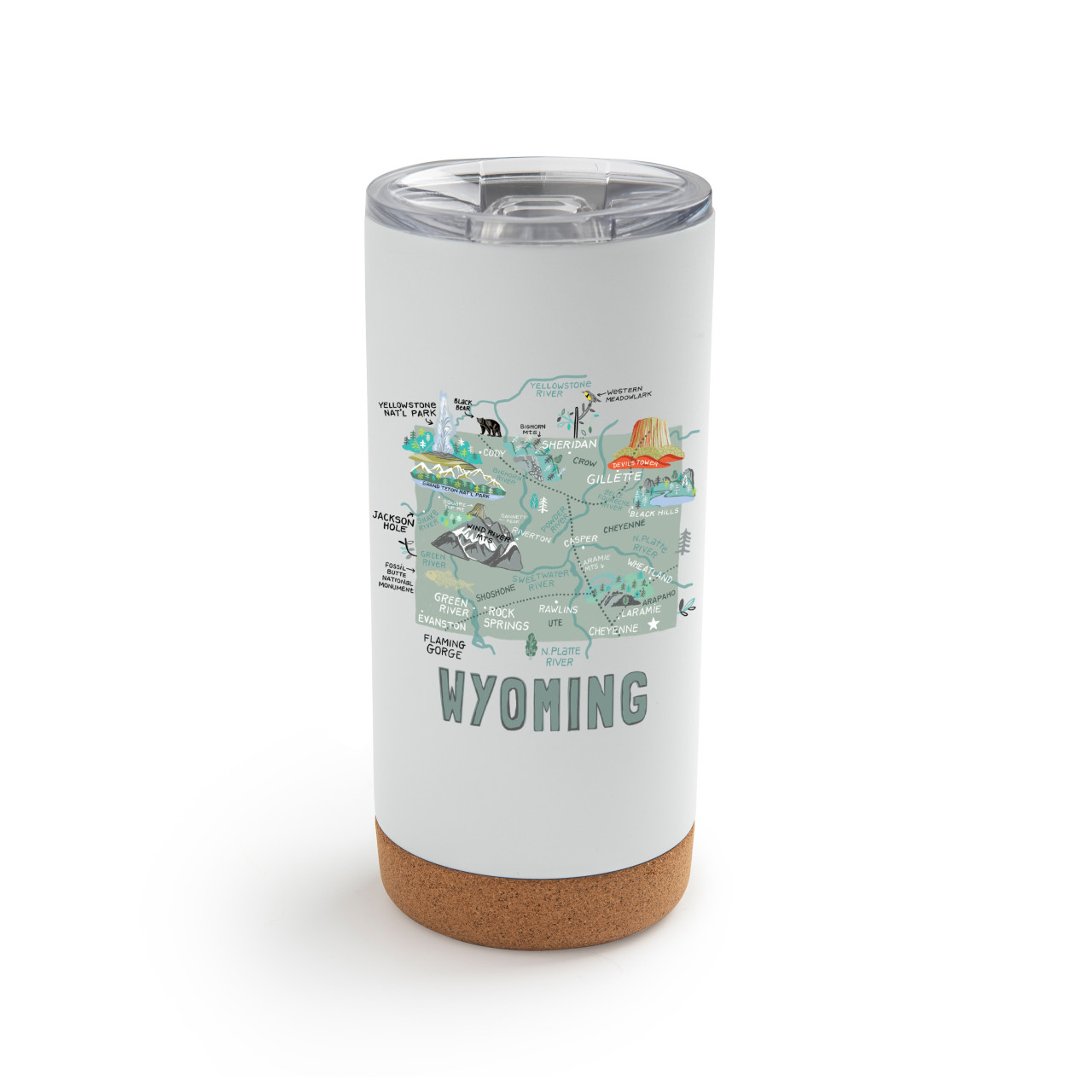 Wyoming State Metal Tumbler wLid - White thumbnail