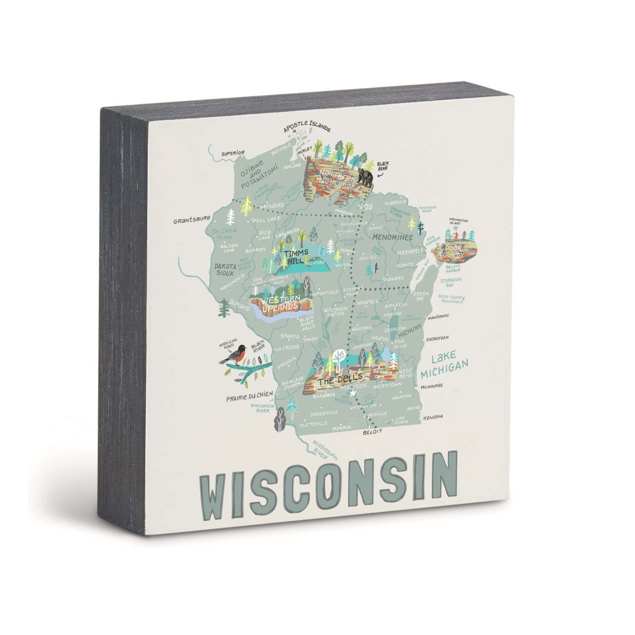 Wisconsin State Wall Art - 6"sq thumbnail