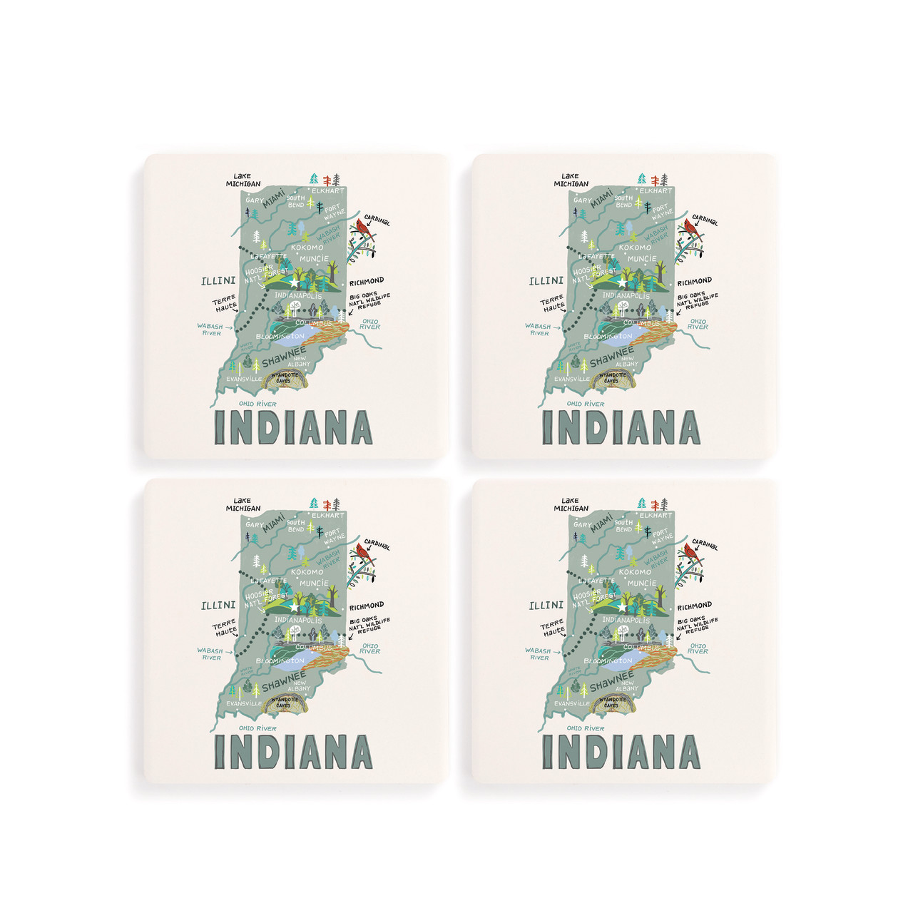Indiana State Coasters - Set of 4 thumbnail