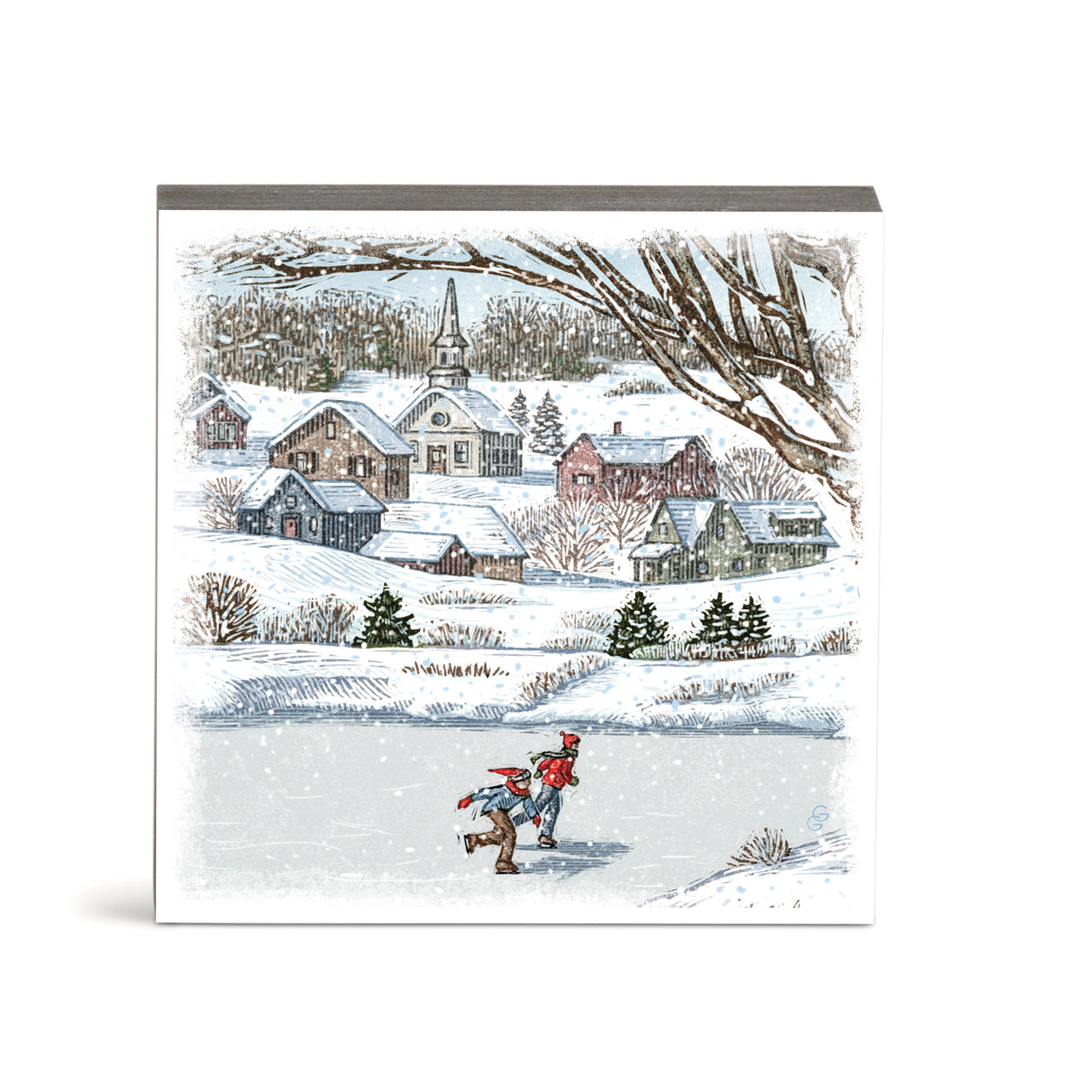 Winter Wonderland Ice Skating Wall Art 6"sq thumbnail