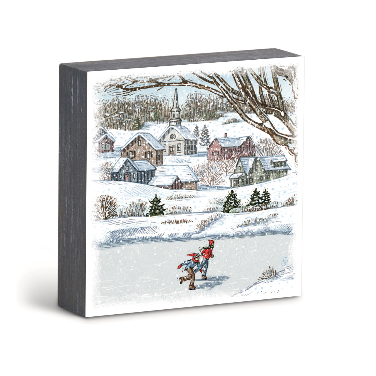 Winter Wonderland Ice Skating Wall Art 6"sq thumbnail