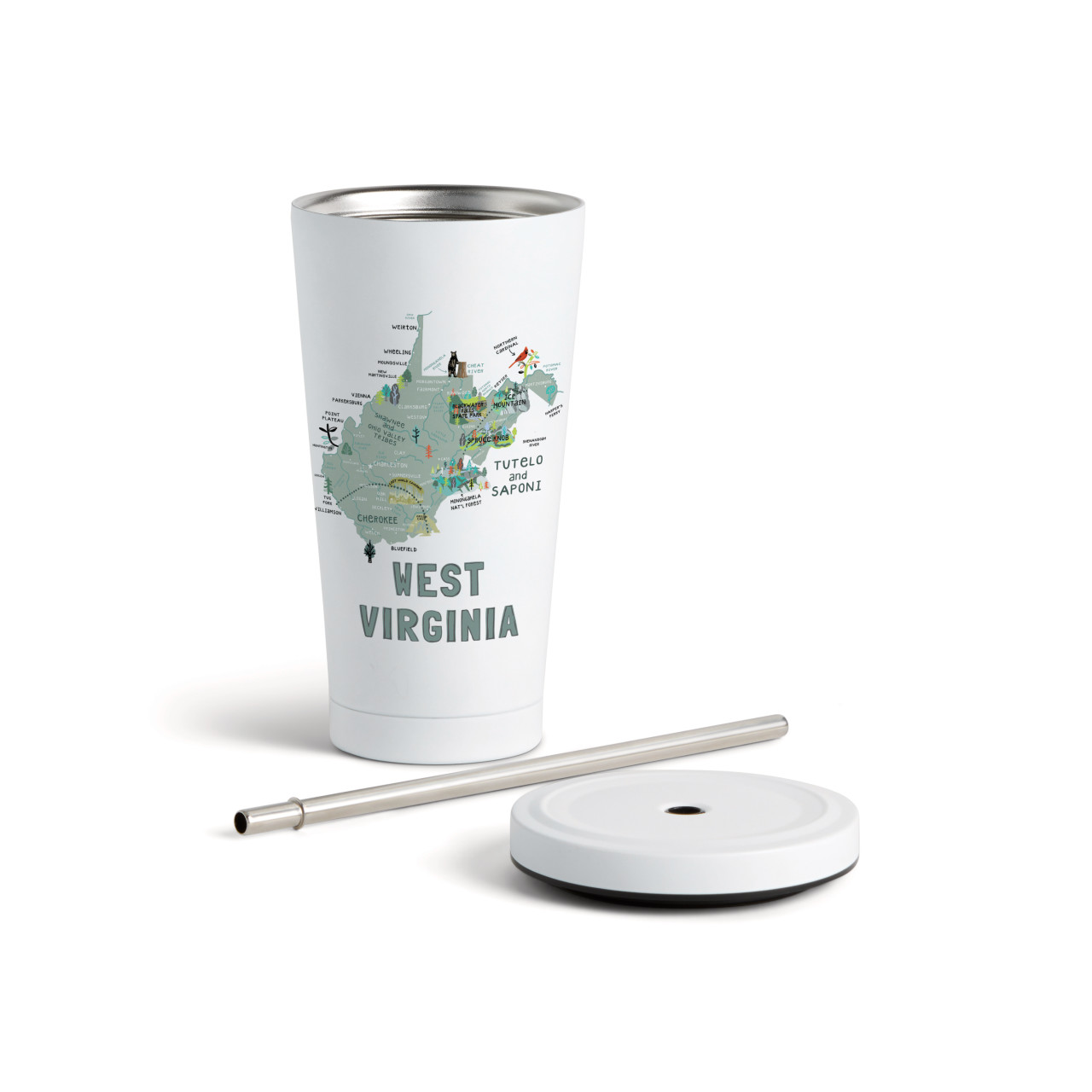 WestVirginiaState Tmblr wStraw-White16oz thumbnail
