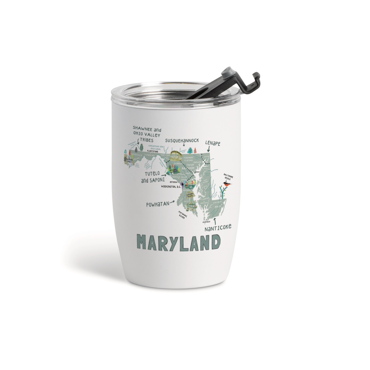 Maryland State Wine Tumbler - White 12oz thumbnail