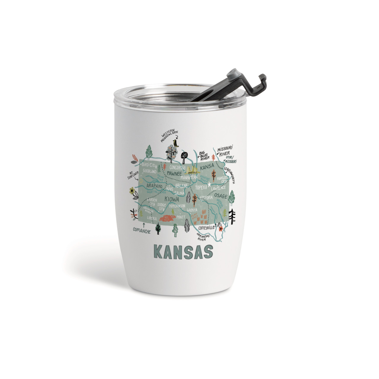 Kansas State Wine Tumbler - White 12oz thumbnail