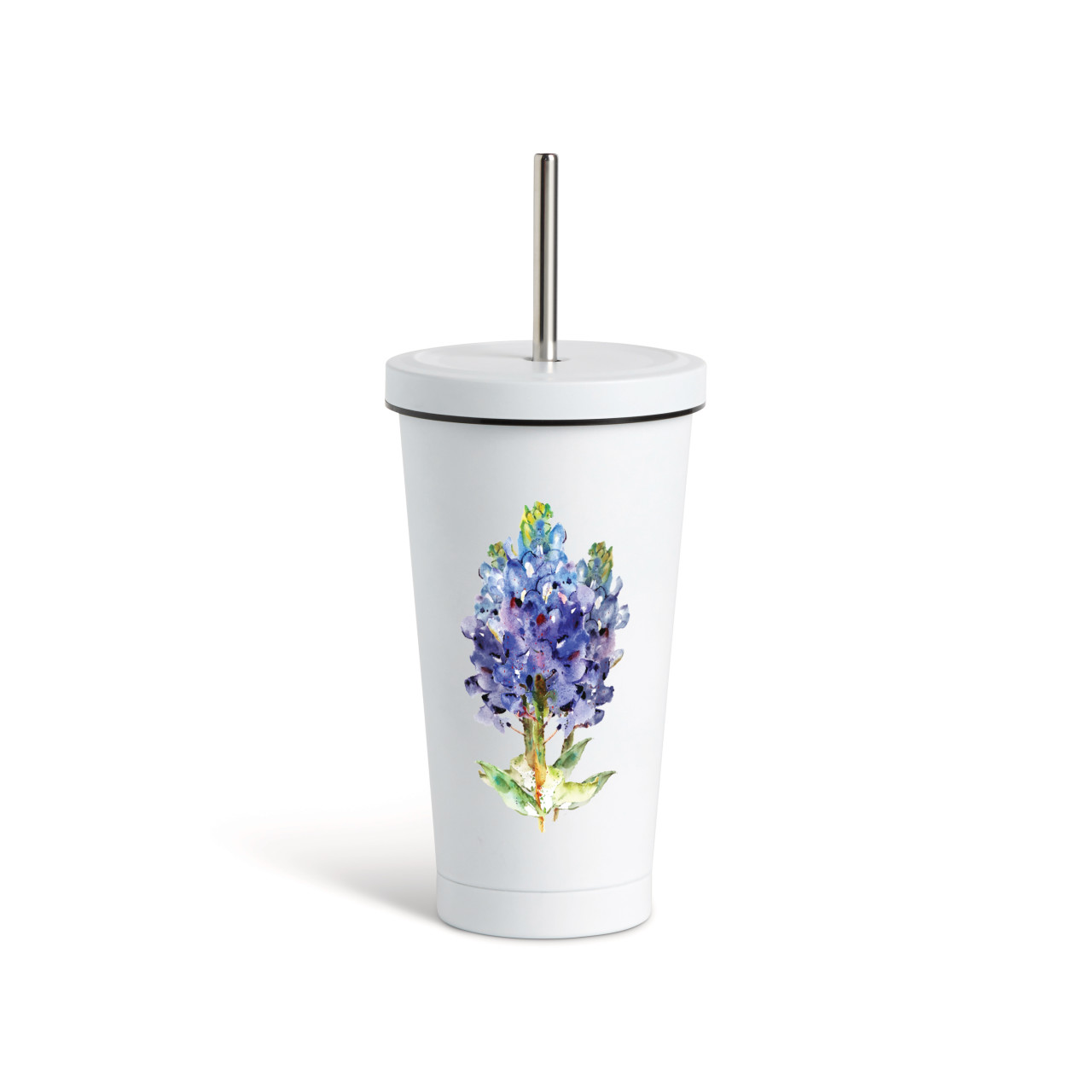 Bluebonnet Tumbler wStraw - White16oz thumbnail
