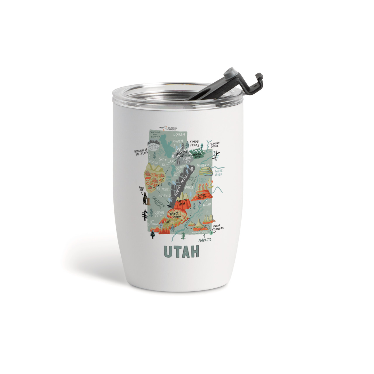 Utah State Wine Tumbler - White 12oz thumbnail