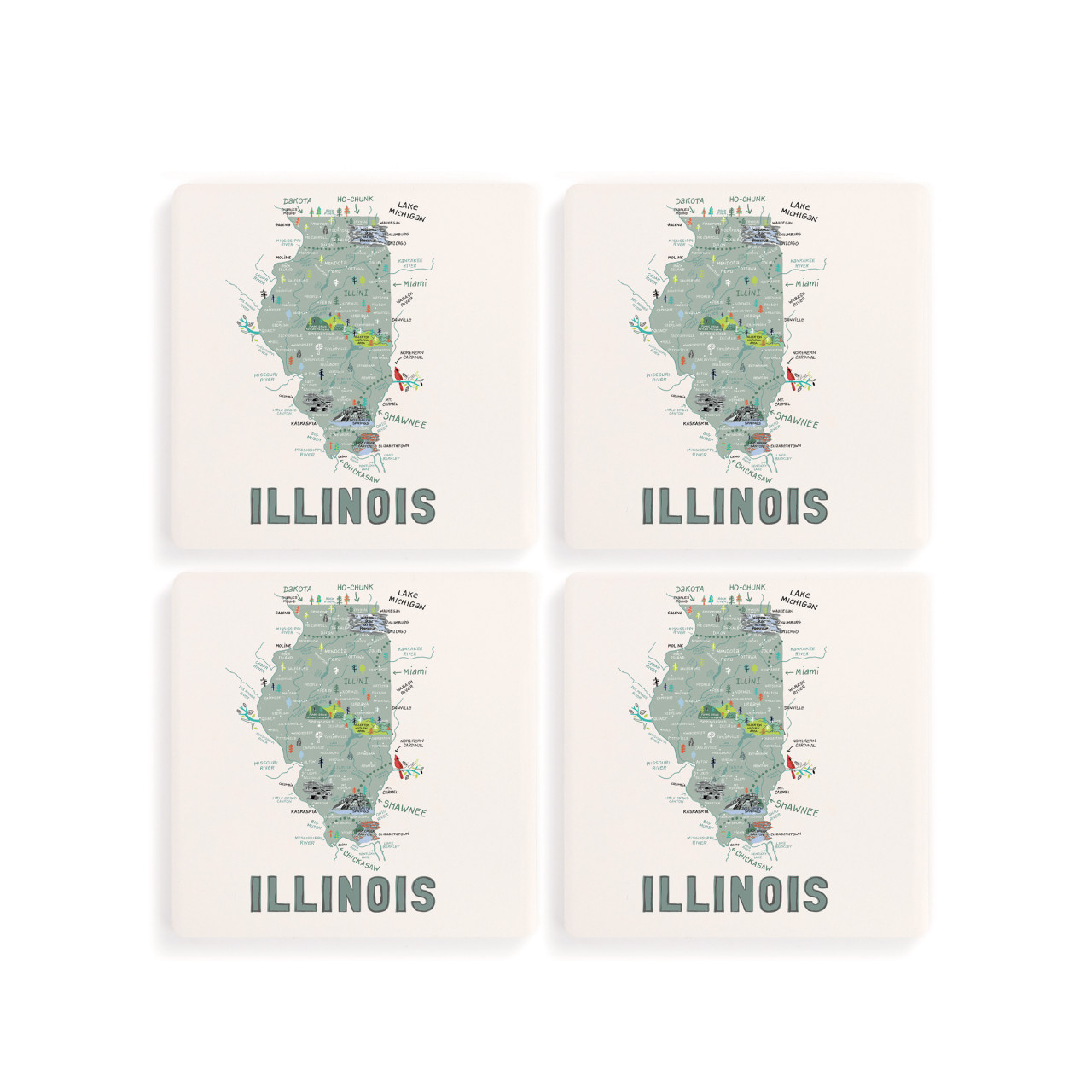 Illinois State Coasters - Set of 4 thumbnail