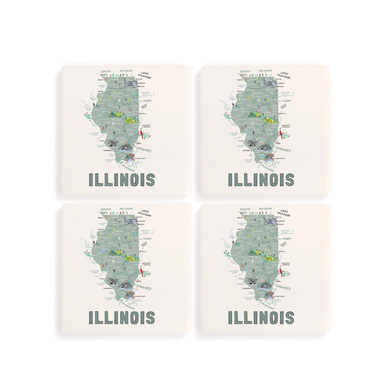 Illinois State Coasters - Set of 4 thumbnail