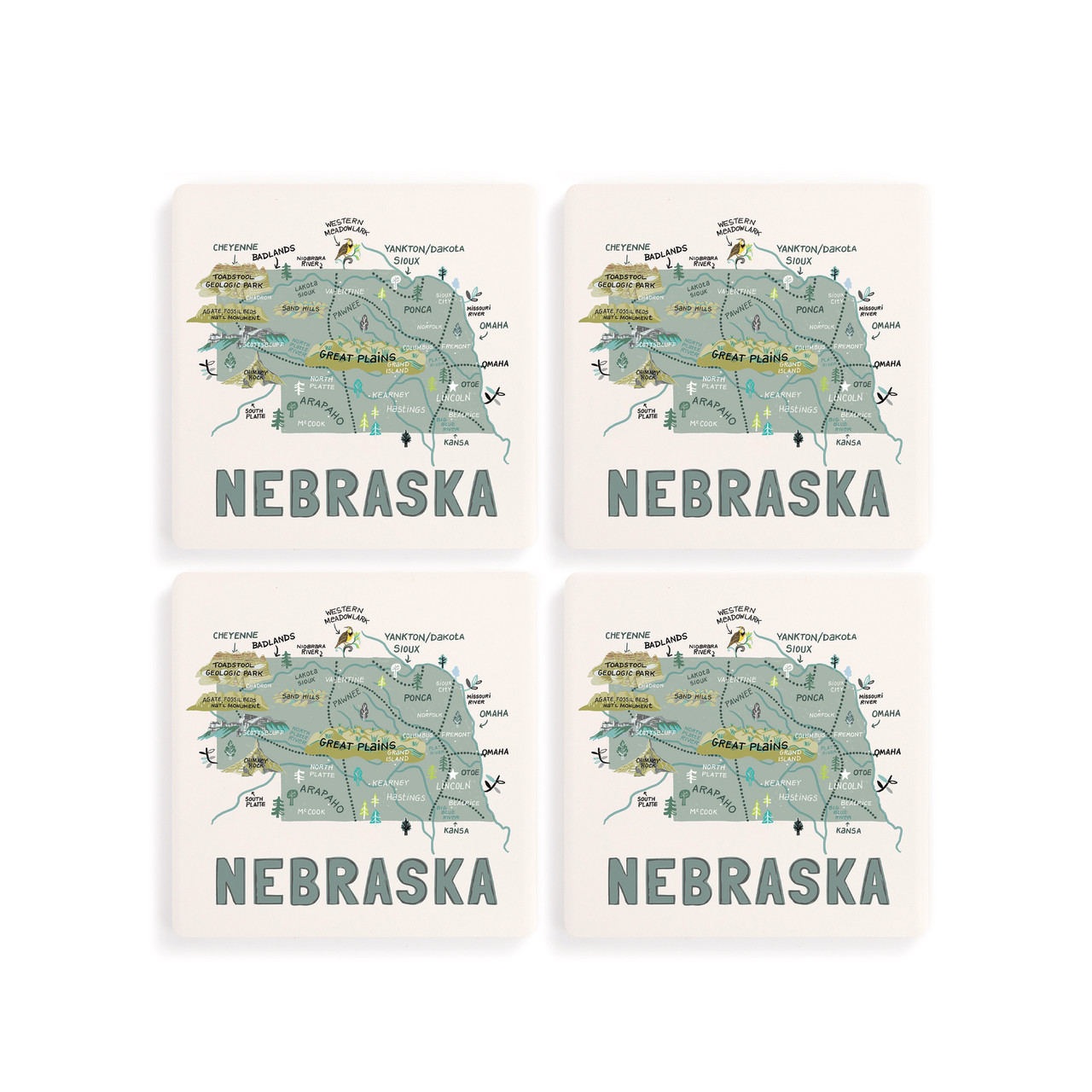 Nebraska State Coasters - Set of 4 thumbnail