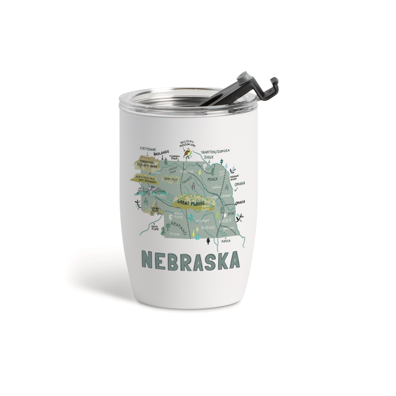 Nebraska State Wine Tumbler - White 12oz thumbnail