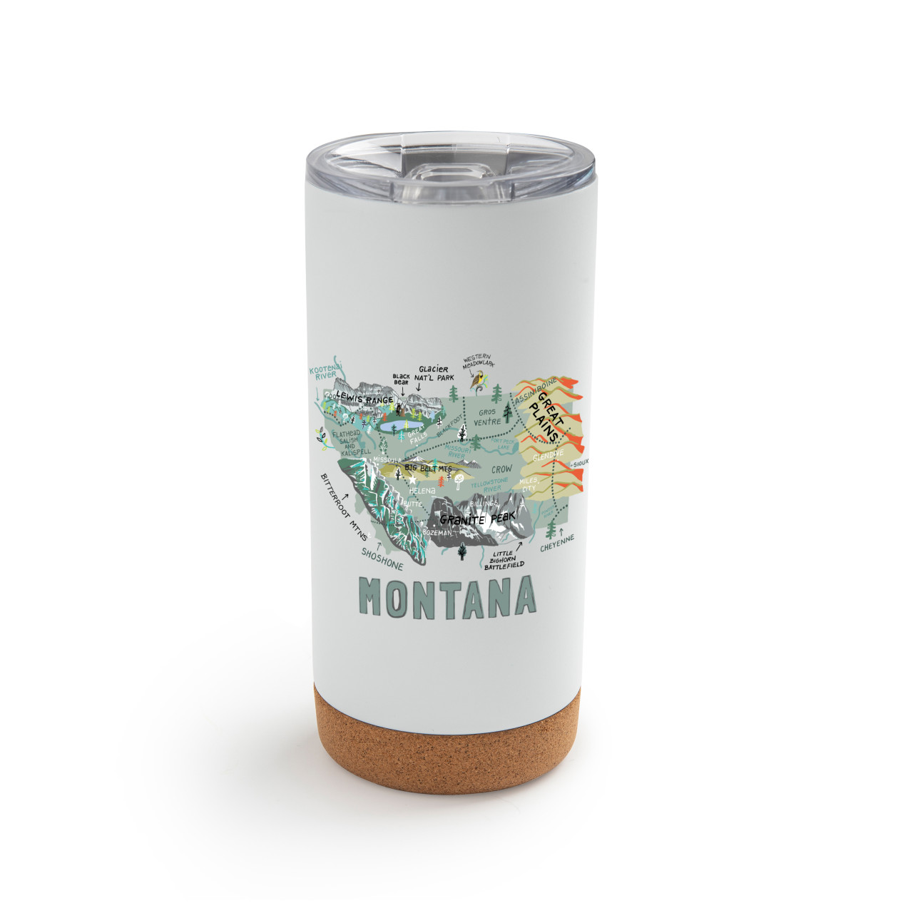 Montana State Metal Tumbler wLid - White thumbnail