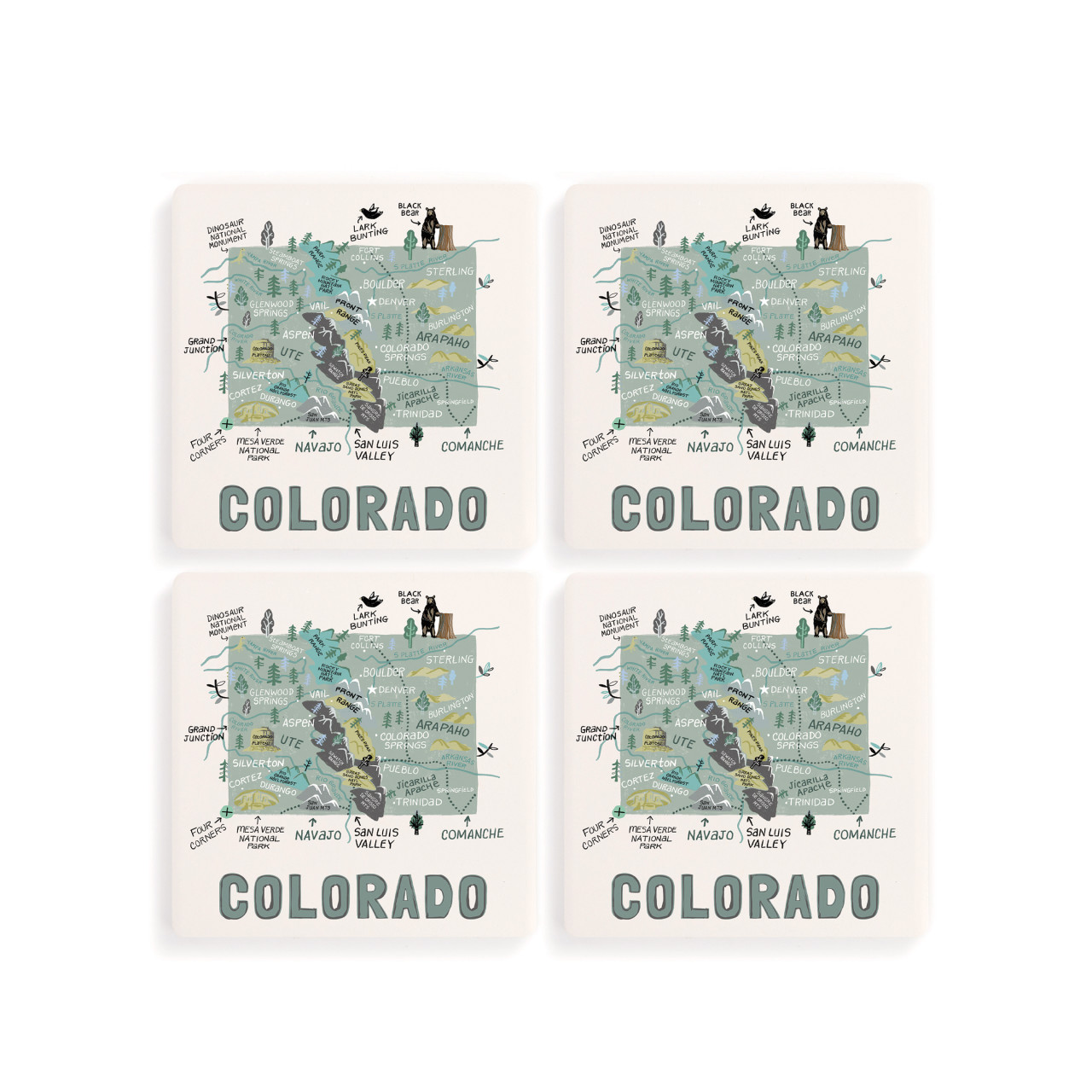 Colorado State Coasters - Set of 4 thumbnail