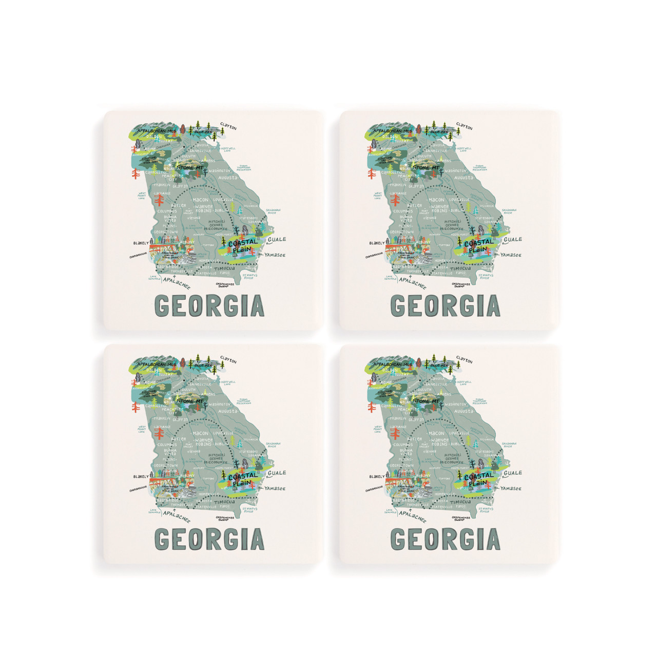 Georgia State Coasters - Set of 4 thumbnail