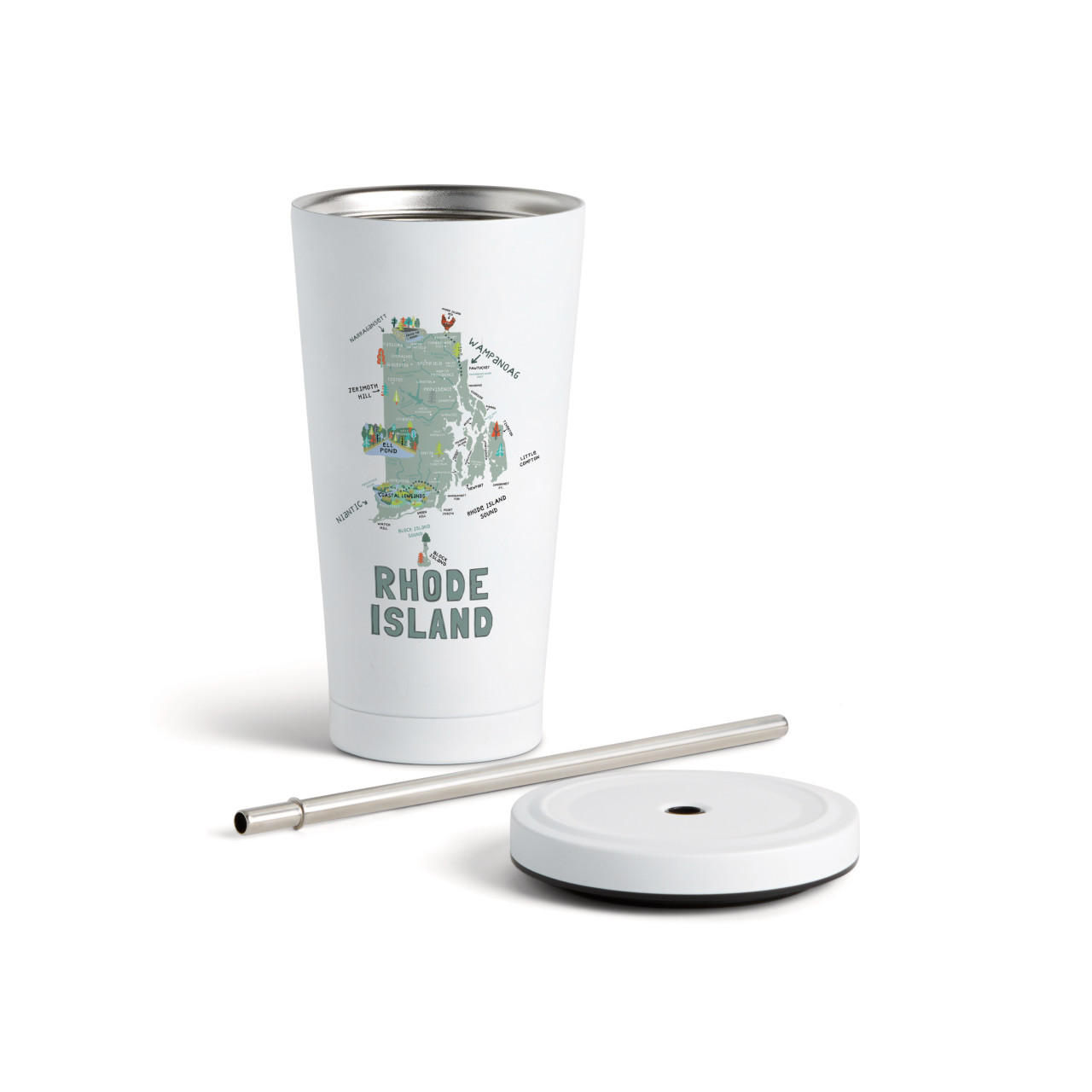 RhodeIsland State Tmblr wStraw-White16oz thumbnail