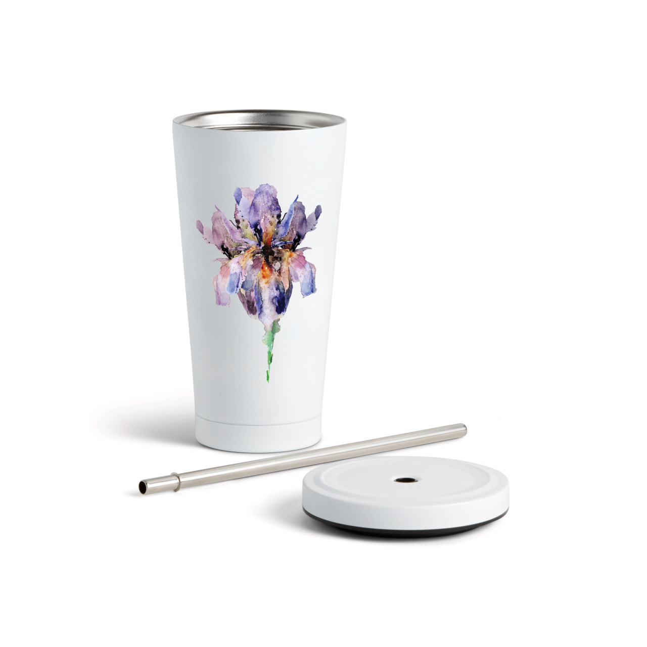Iris Tumbler with Straw - White 16oz thumbnail