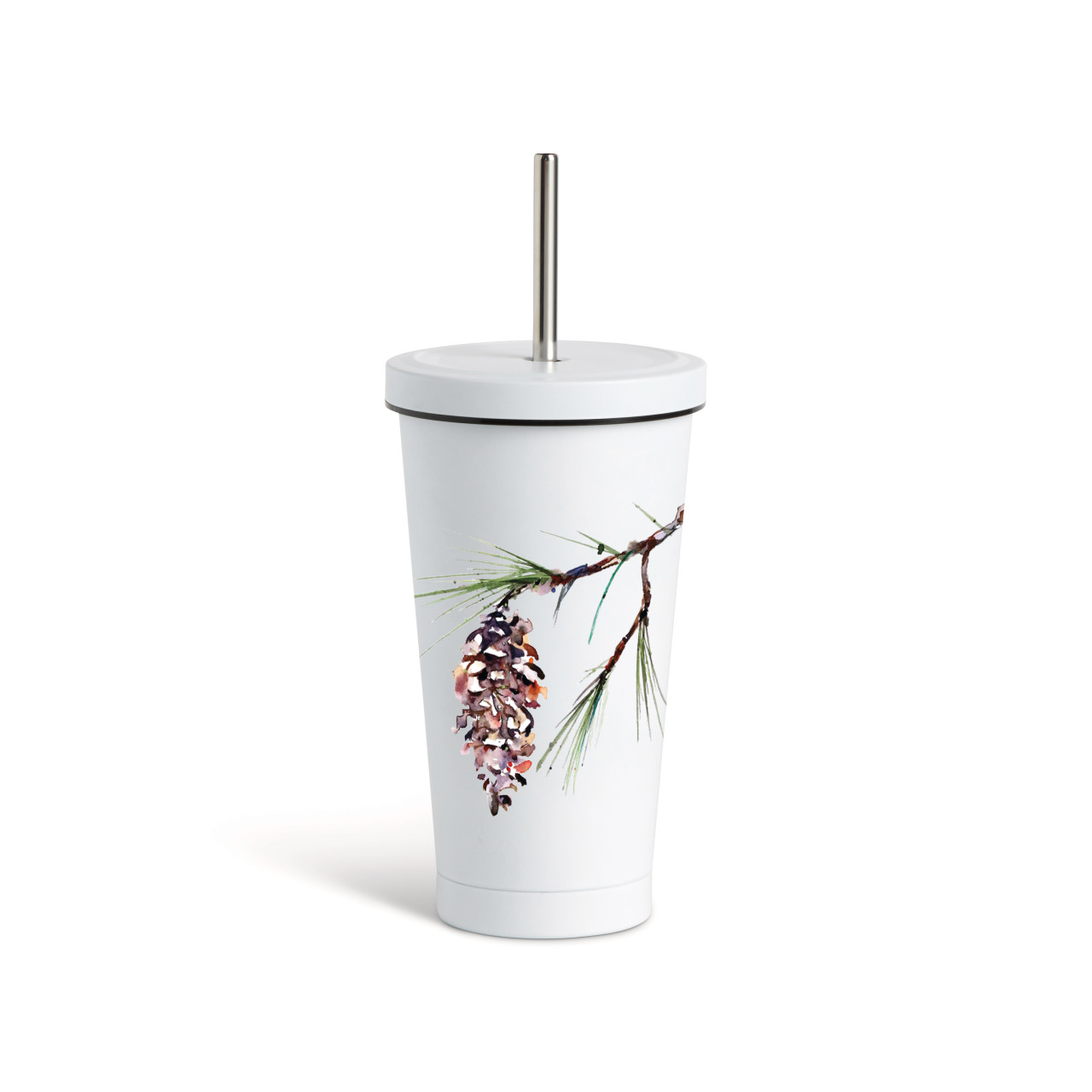 White Pine Tumbler wStraw - White16oz thumbnail