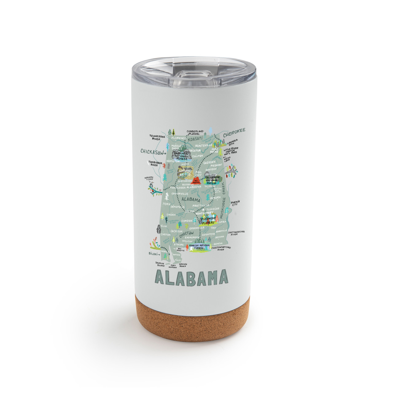 Alabama State Metal Tumbler wLid - White thumbnail