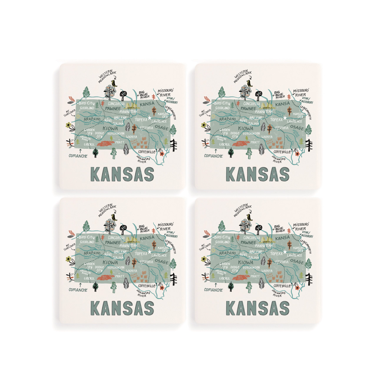 Kansas State Coasters - Set of 4 thumbnail