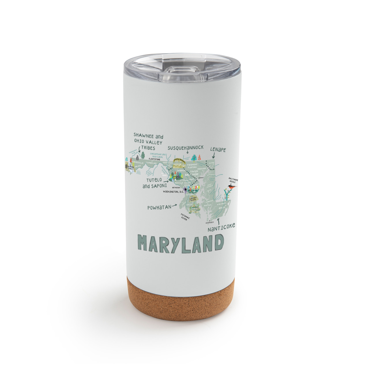 Maryland State Metal Tumbler wLid -White thumbnail