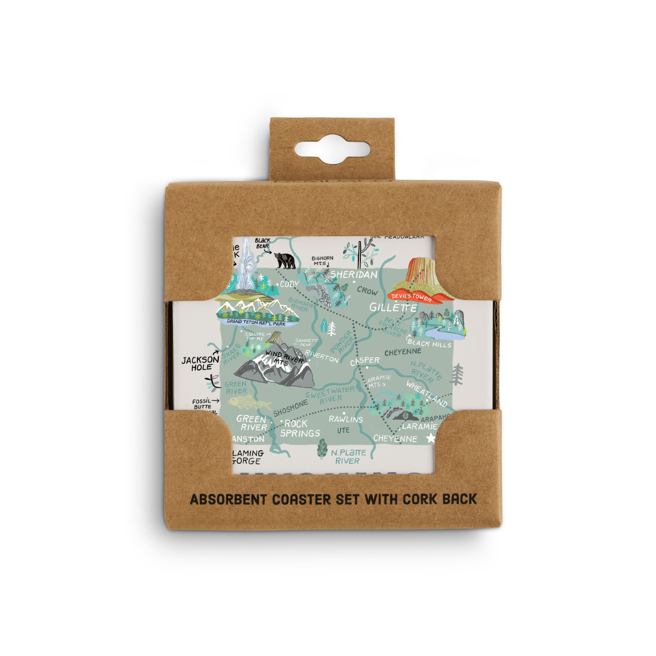 Wyoming State Coasters - Set of 4 thumbnail