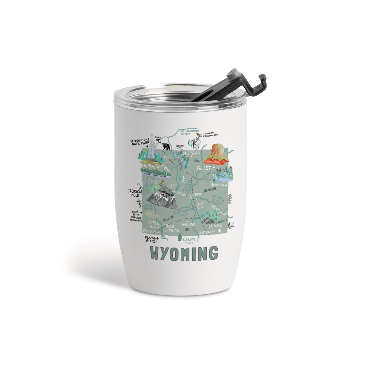 Wyoming State Wine Tumbler - White 12oz thumbnail