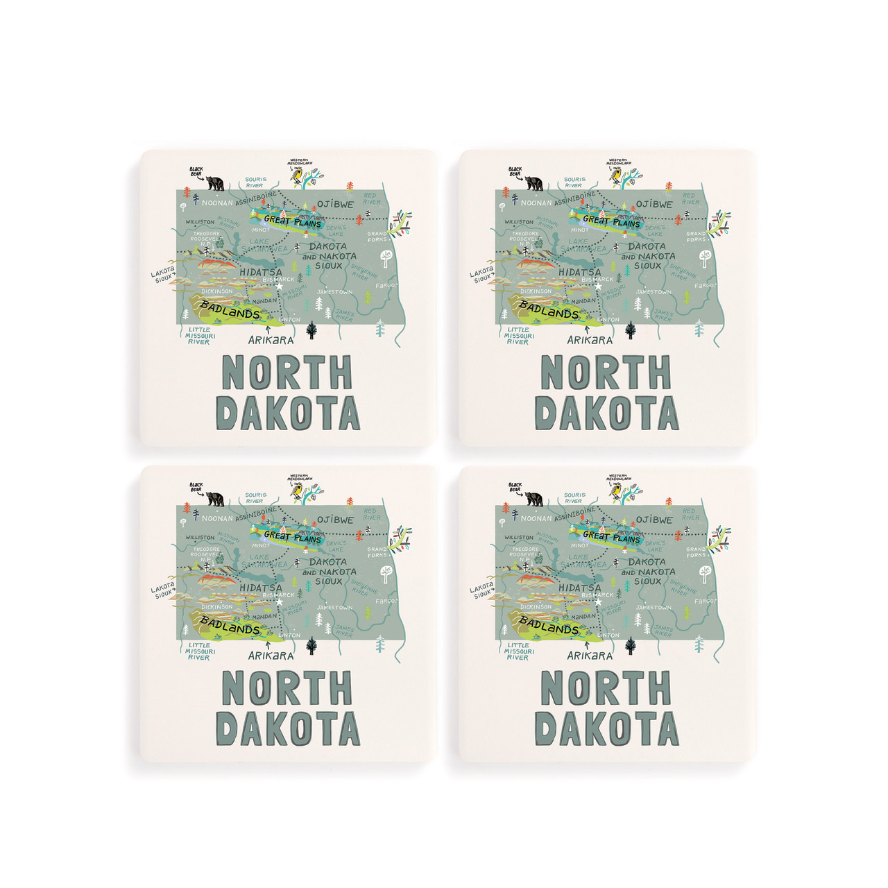 North Dakota State Coasters - Set of 4 thumbnail