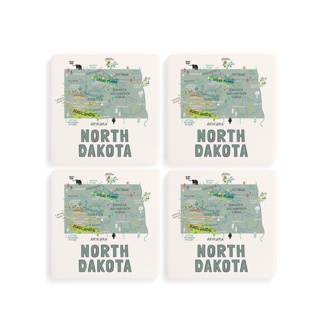 North Dakota State Coasters - Set of 4 thumbnail