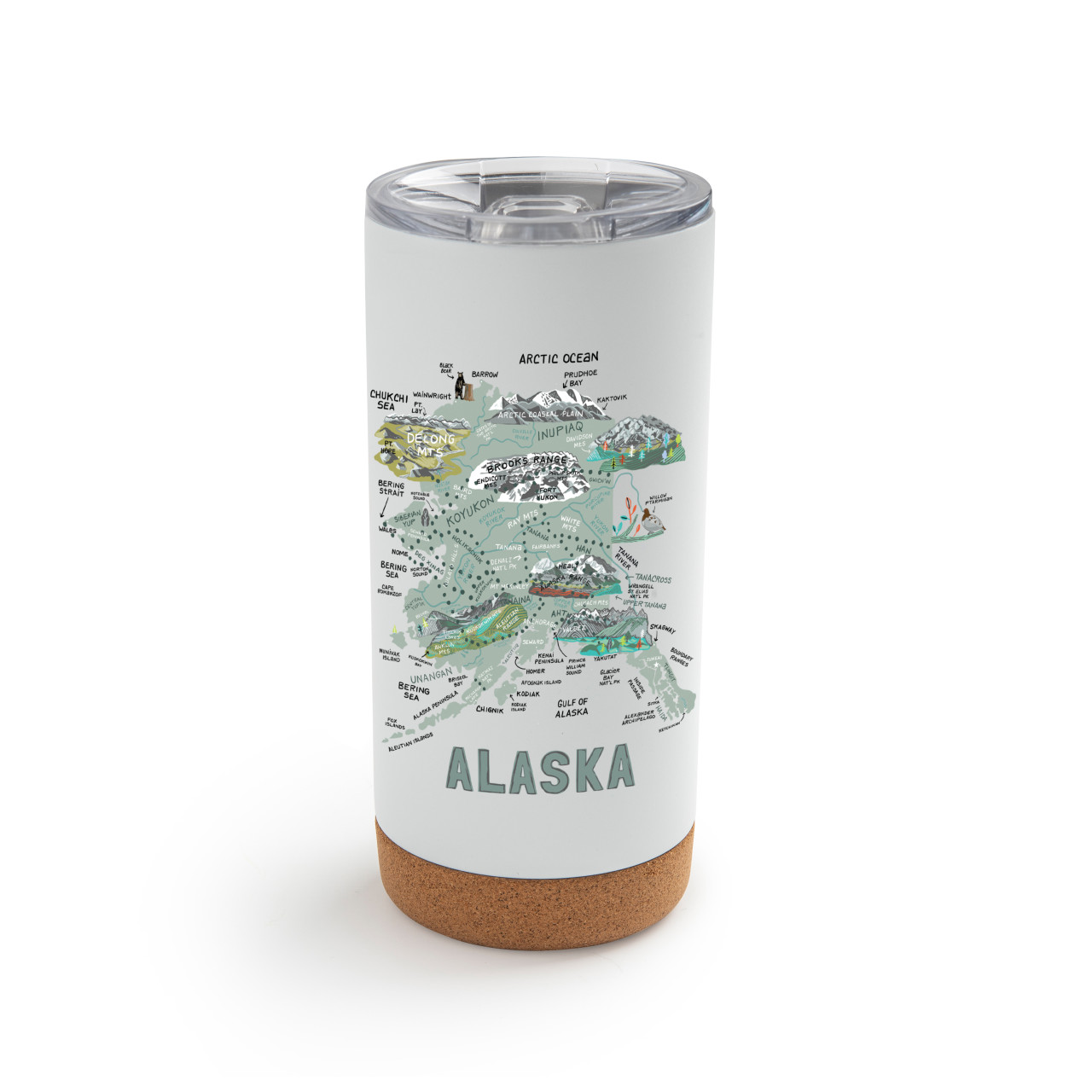 Alaska State Metal Tumbler wLid - White thumbnail