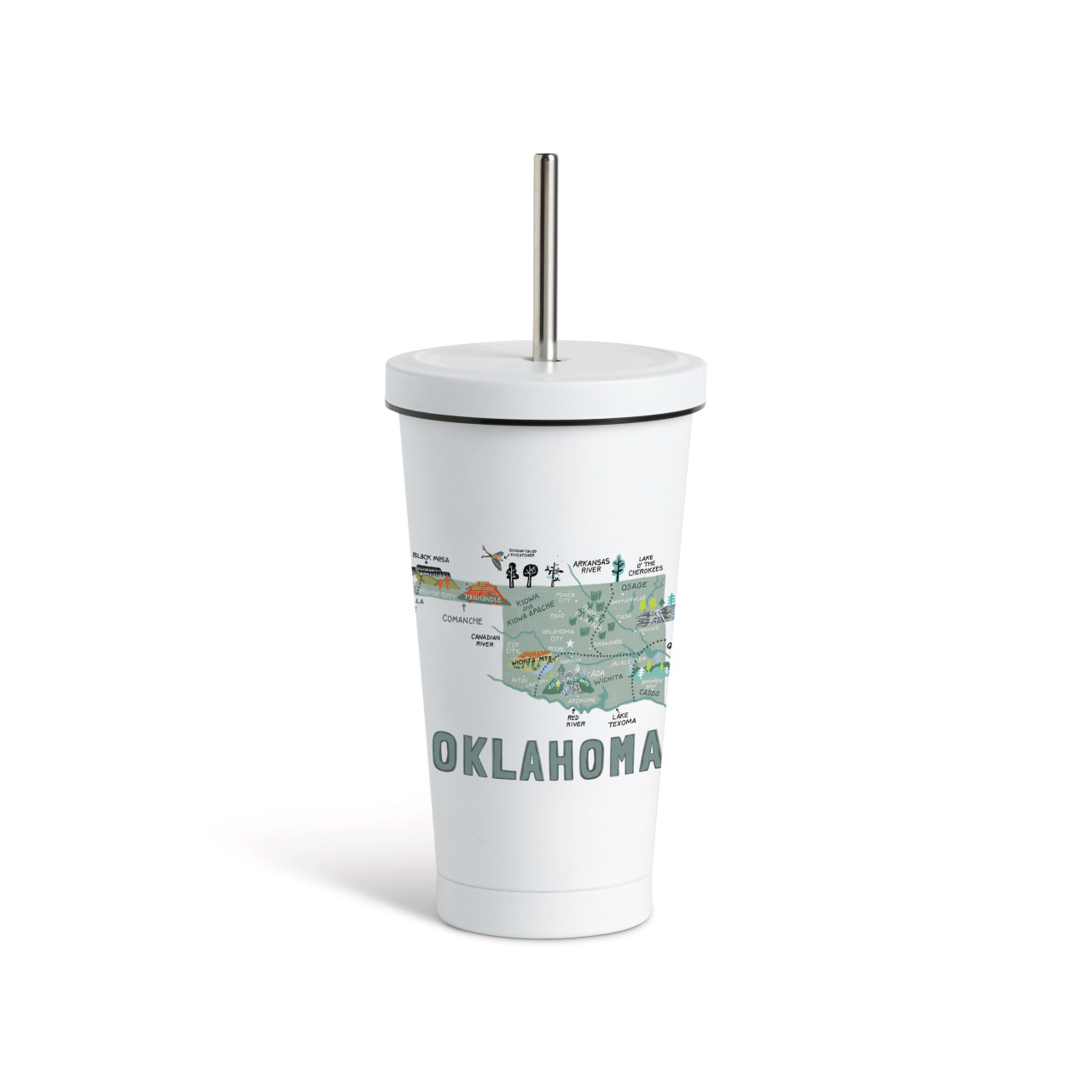 Oklahoma State Tumbler wStraw-White 16oz thumbnail