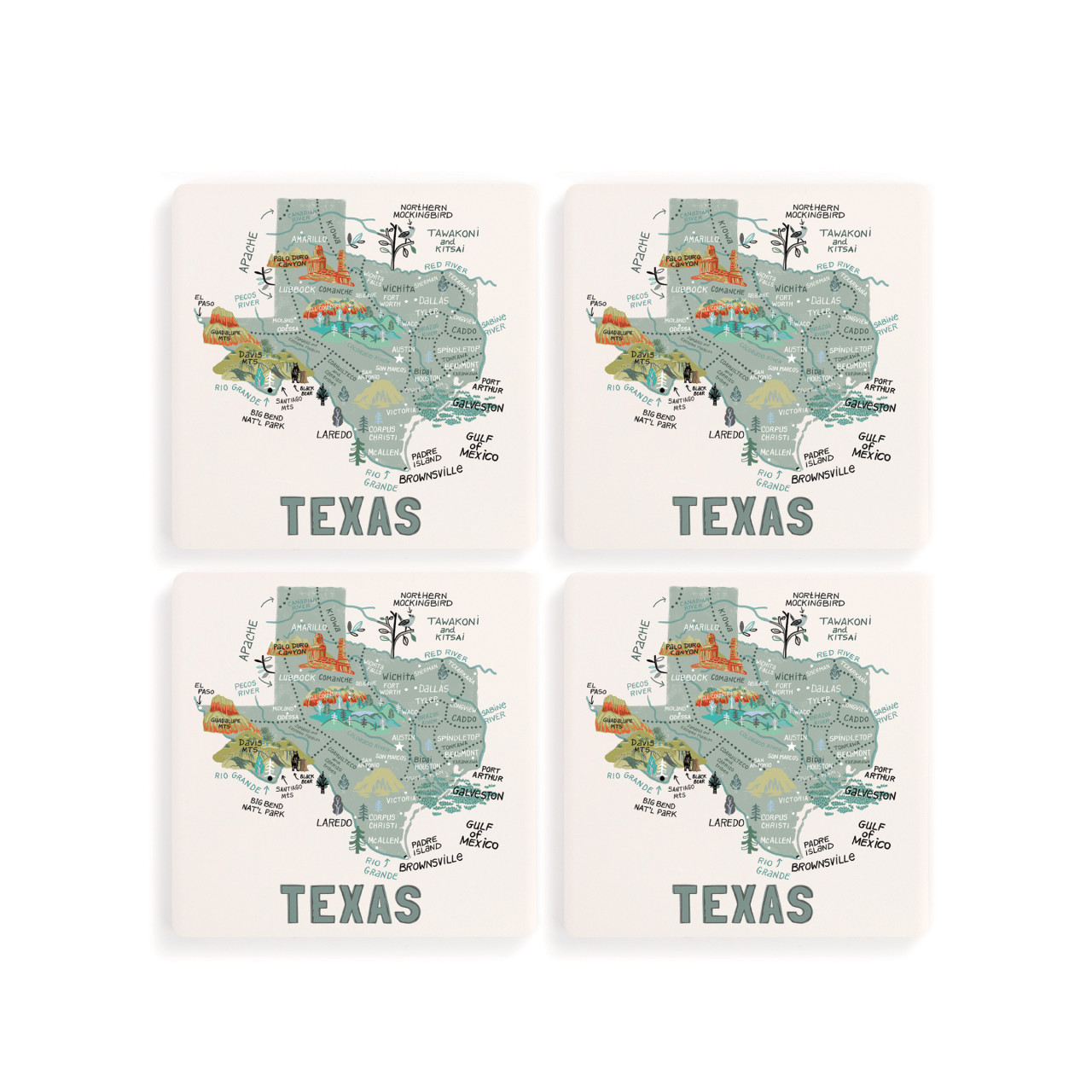 Texas State Coasters - Set of 4 thumbnail