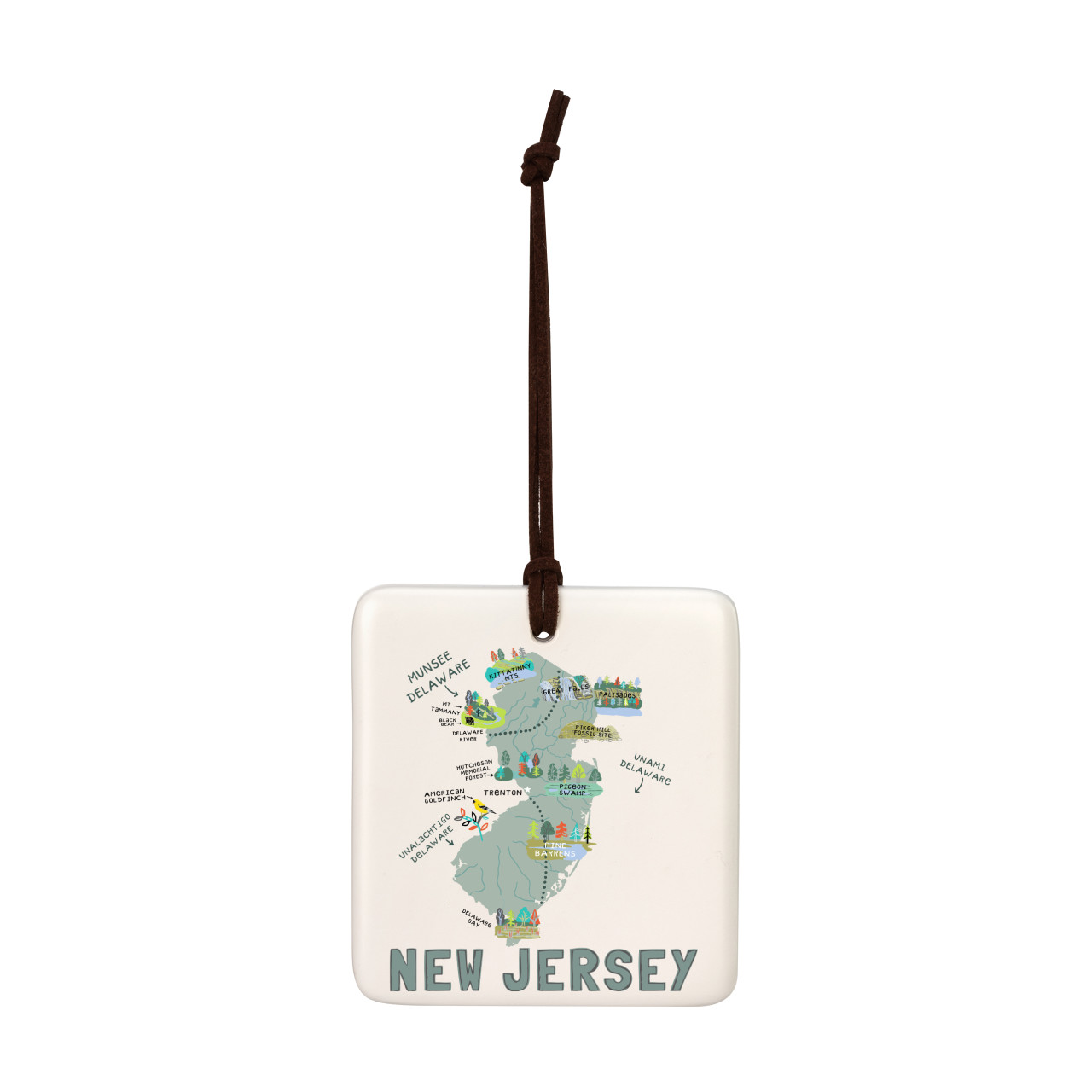 New Jersey State Magnetic Orn - Bone thumbnail