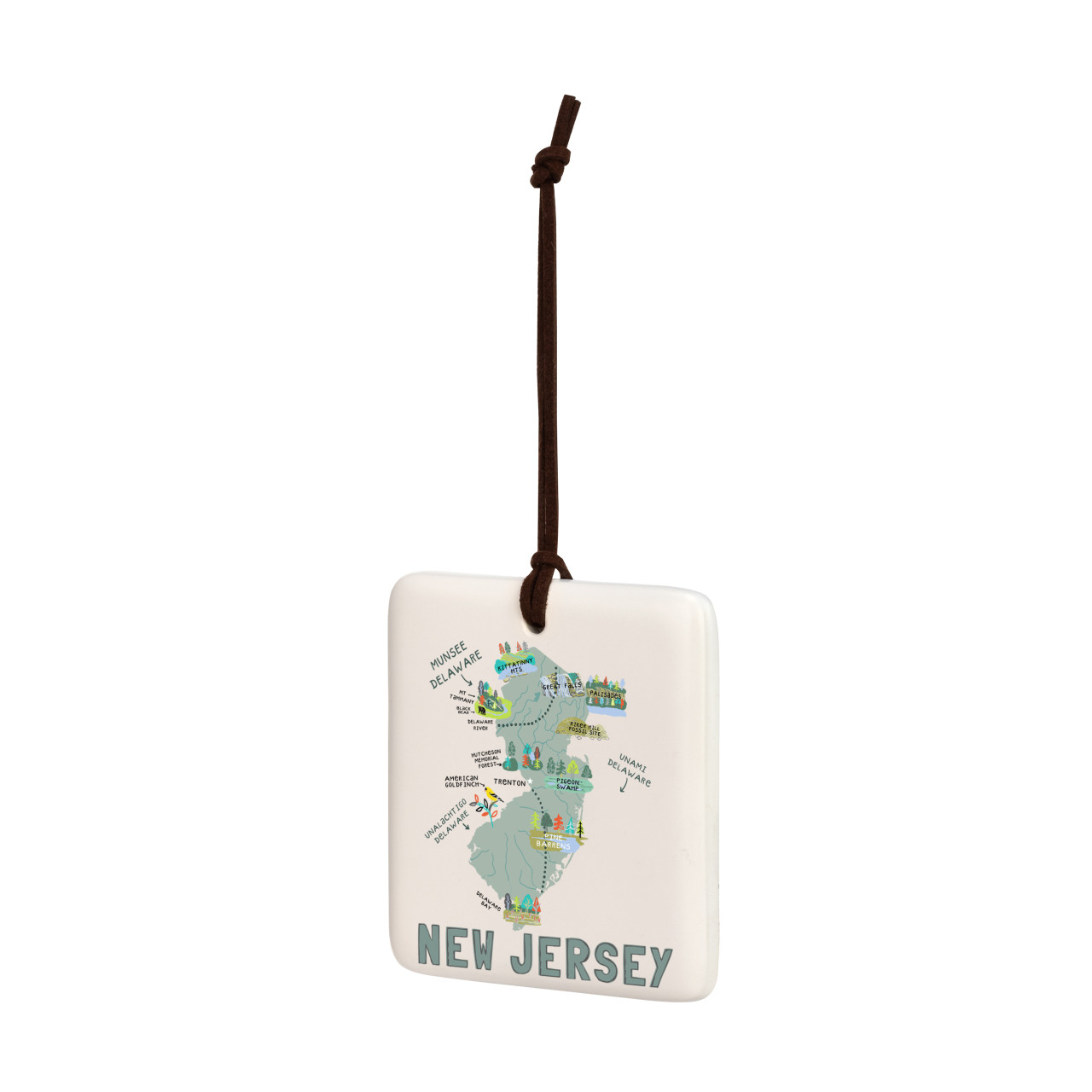 New Jersey State Magnetic Orn - Bone thumbnail