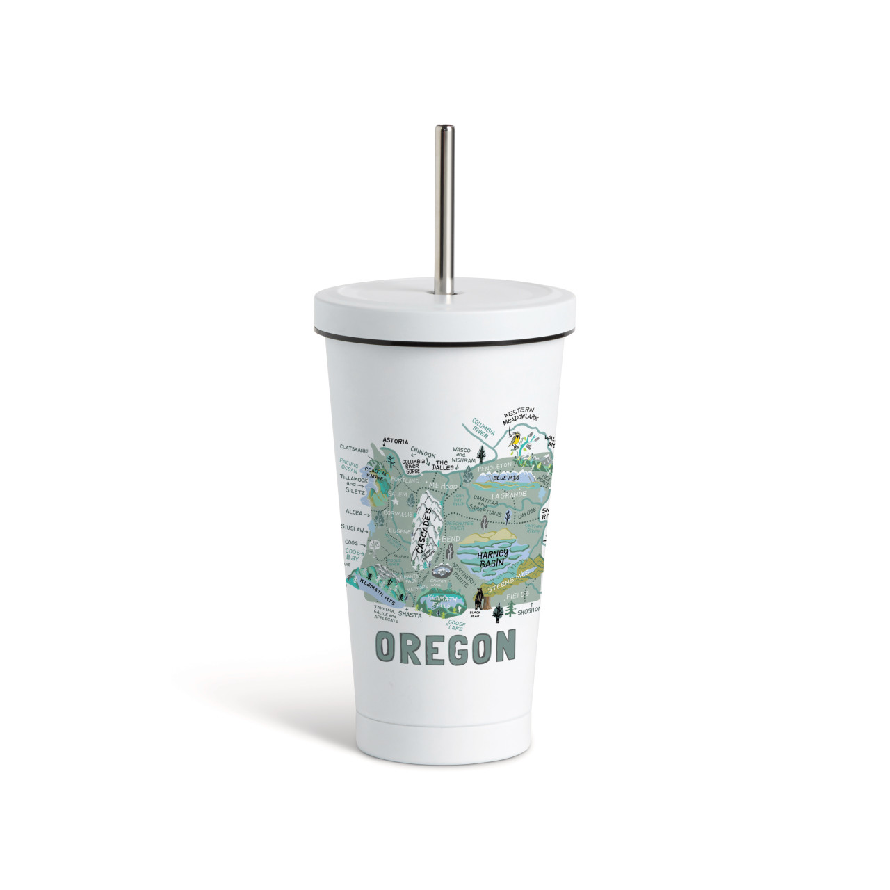 Oregon State Tumbler wStraw-White 16oz thumbnail