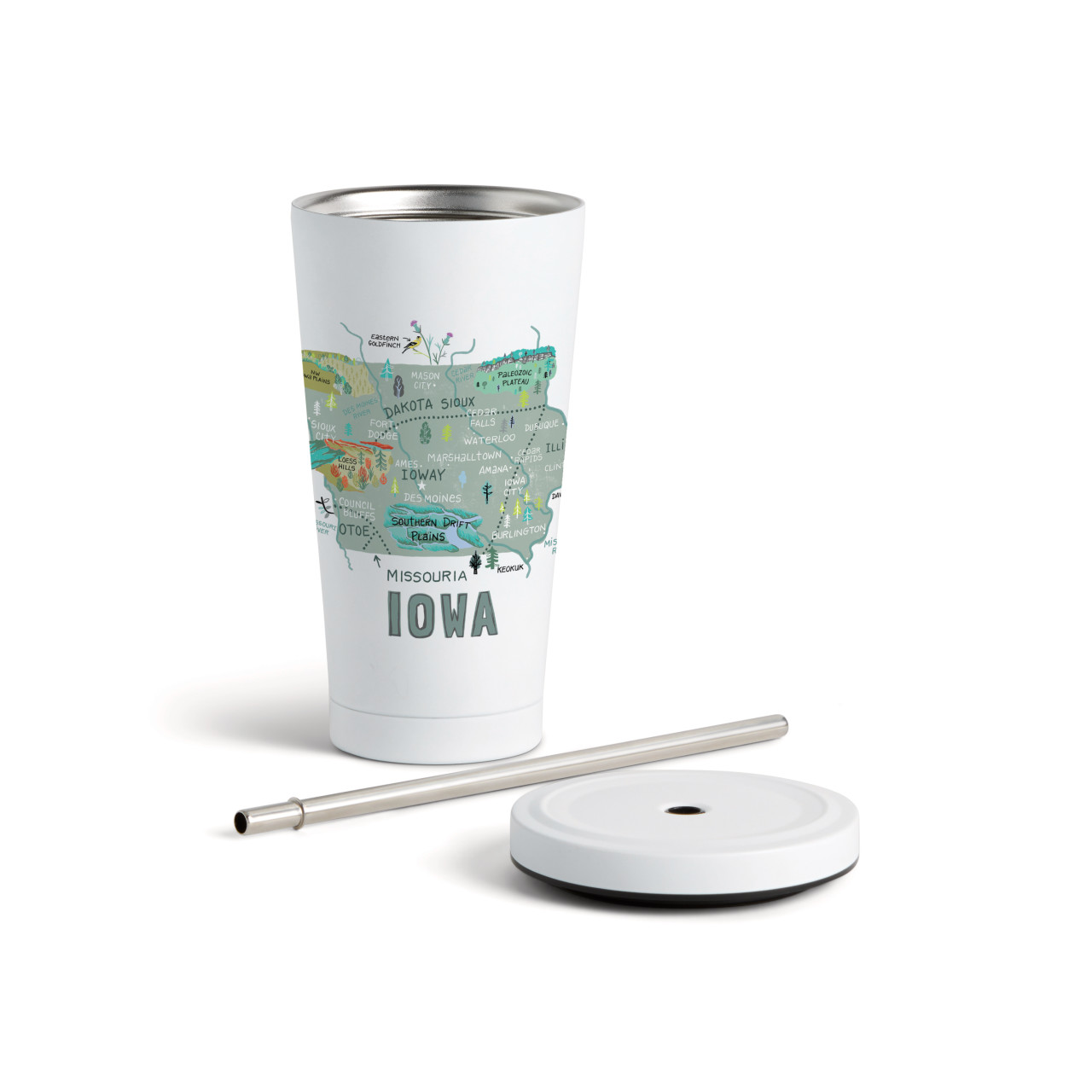 Iowa State Tumbler wStraw-White 16oz thumbnail