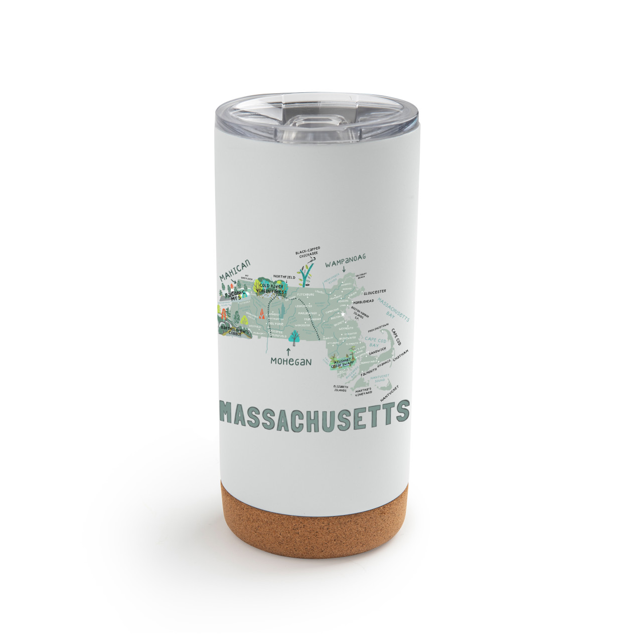 Massachusetts State MetalTmblrwLid-White thumbnail