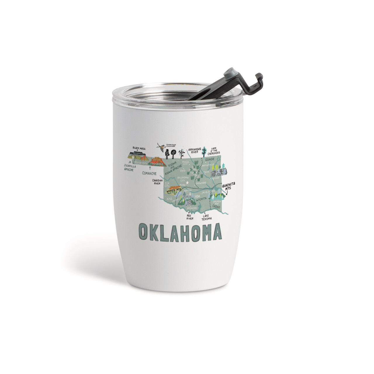 Oklahoma State Wine Tumbler - White 12oz thumbnail