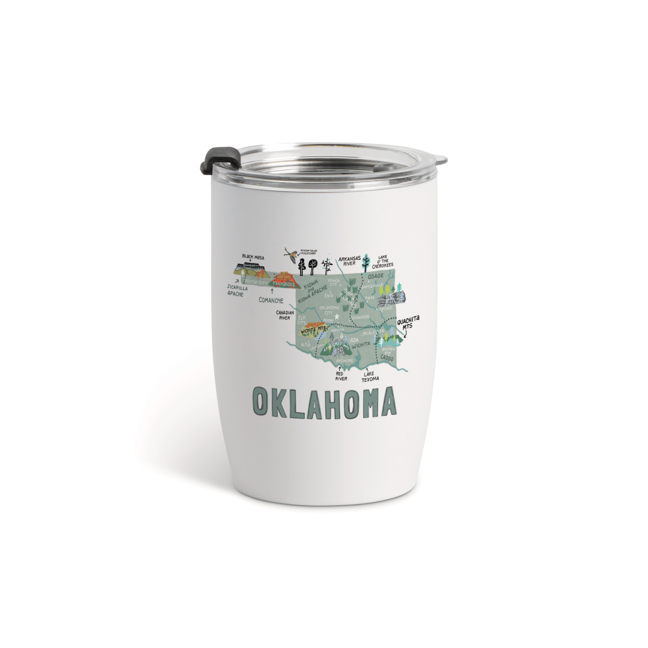 Oklahoma State Wine Tumbler - White 12oz thumbnail