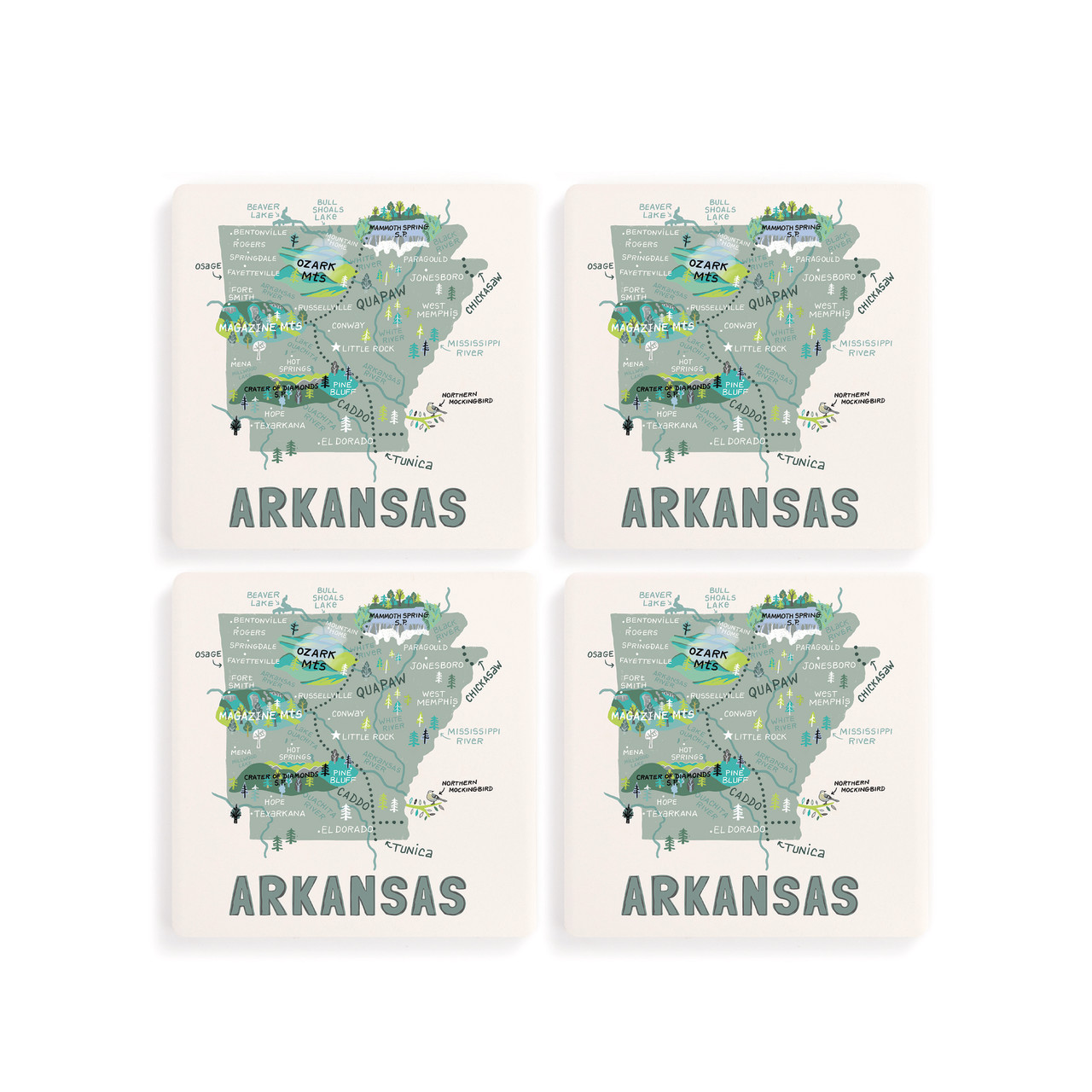 Arkansas State Coasters - Set of 4 thumbnail