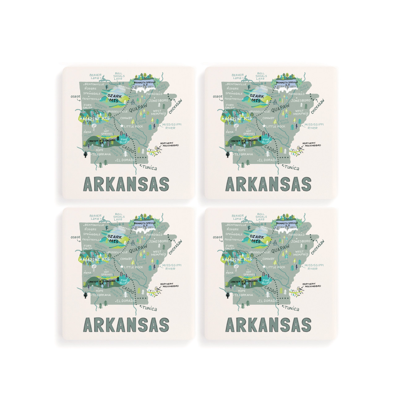 Arkansas State Coasters - Set of 4 thumbnail