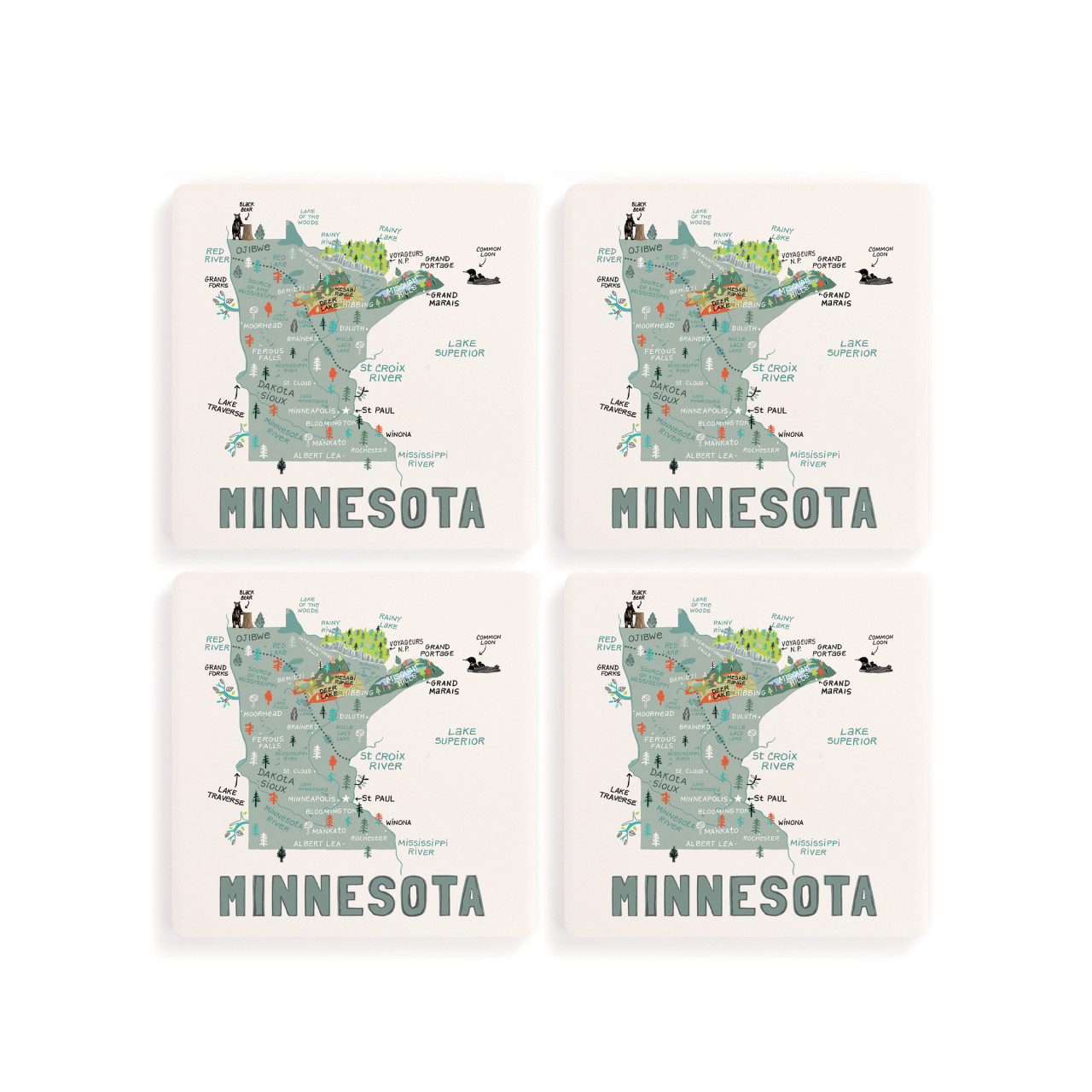 Minnesota State Coasters - Set of 4 thumbnail