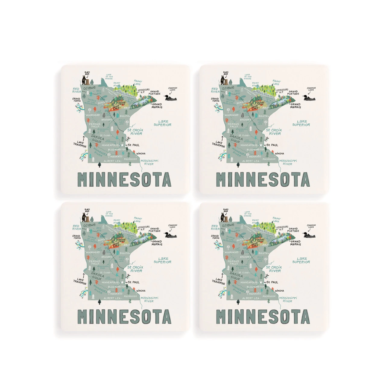 Minnesota State Coasters - Set of 4 thumbnail