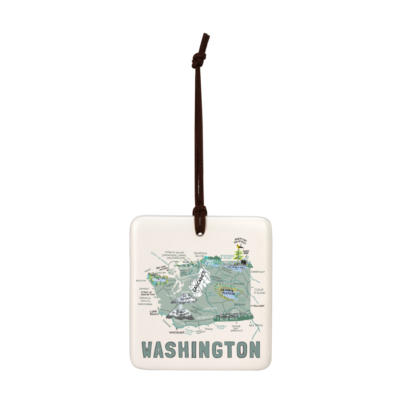 Washington State Magnetic Ornament-Bone thumbnail