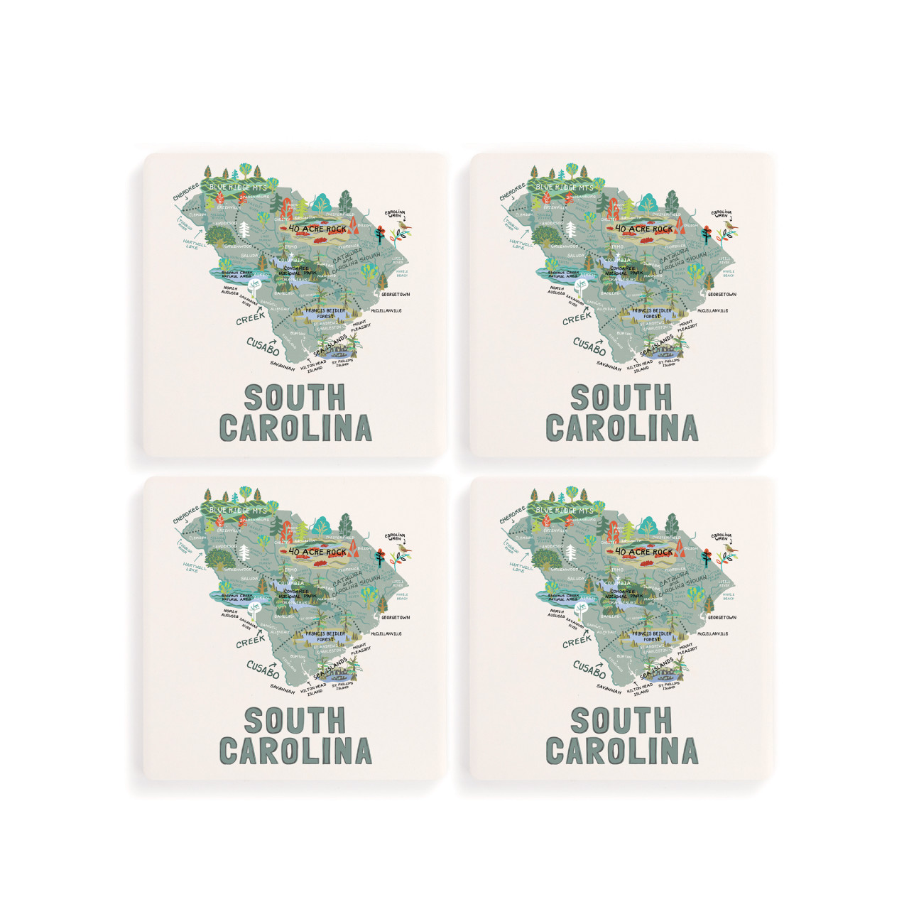 South Carolina State Coasters - Set of 4 thumbnail