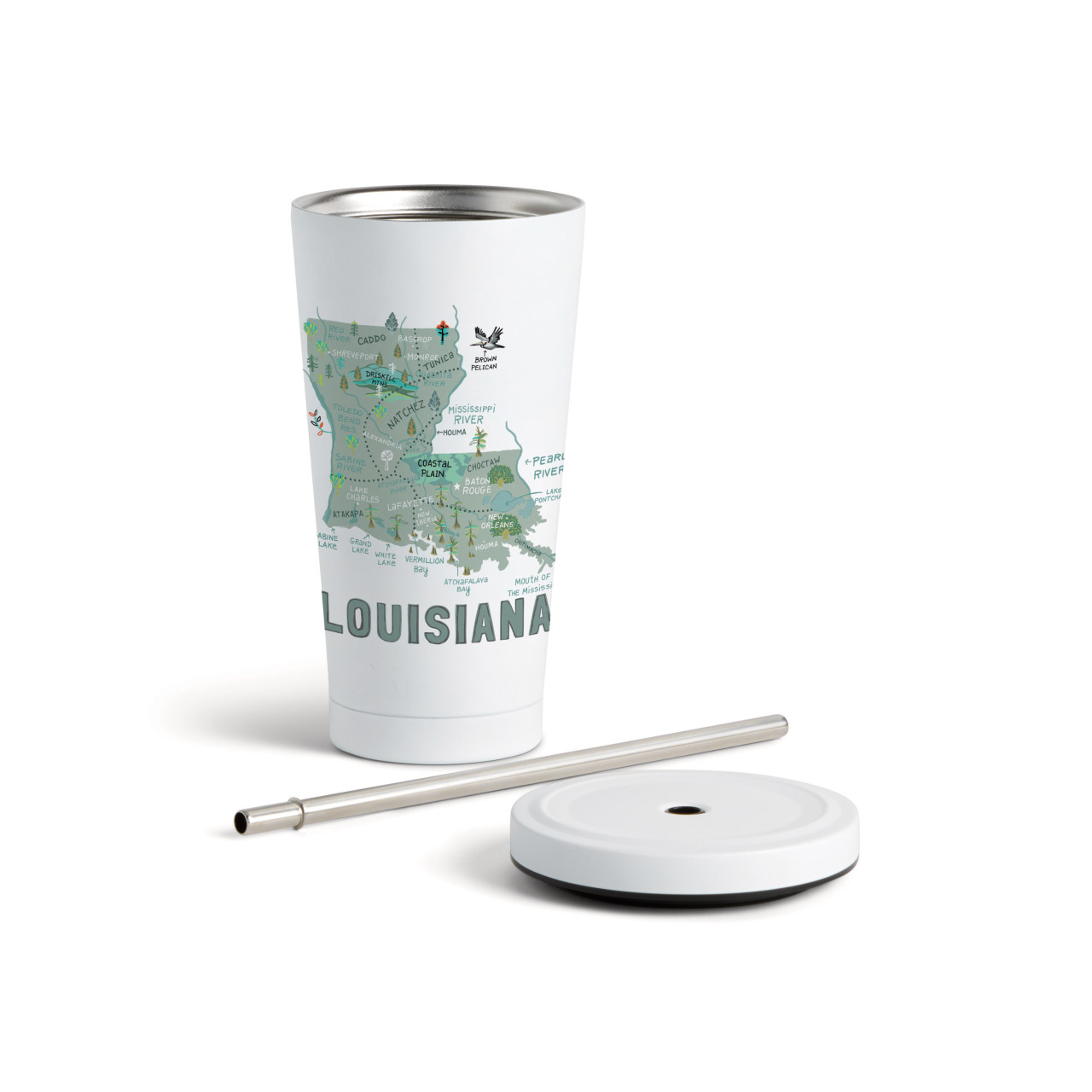 Louisiana State Tumbler wStraw-White16oz thumbnail