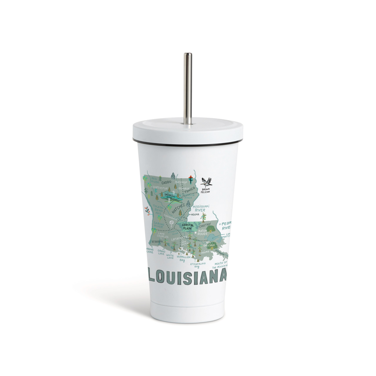 Louisiana State Tumbler wStraw-White16oz thumbnail