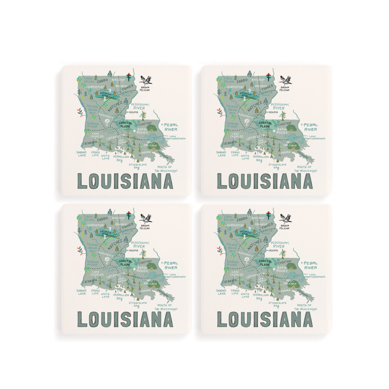Louisiana State Coasters - Set of 4 thumbnail